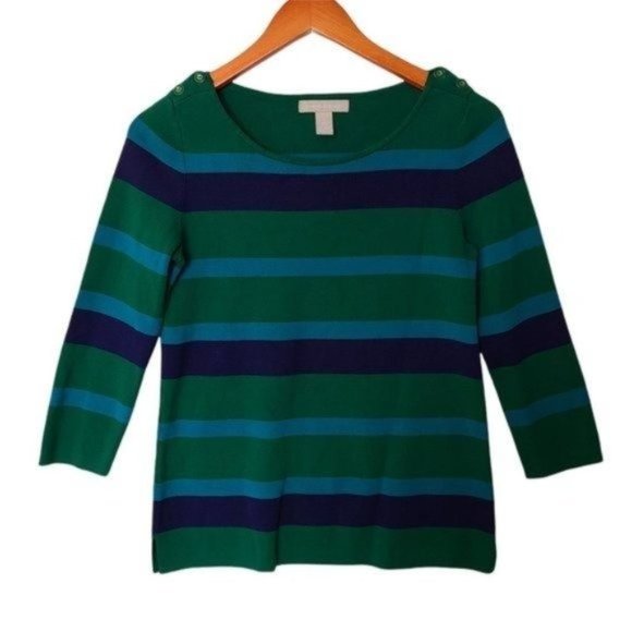 Banana Republic Blue Green Striped Sweater size S Small - Picture 2 of 7